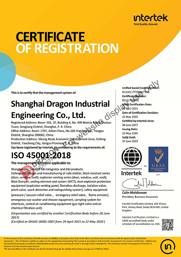 Dragon Industries(SH) ISO 45001
